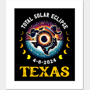 Texas Solar Eclipse 2024 Party Total USA Map Totality Posters and Art